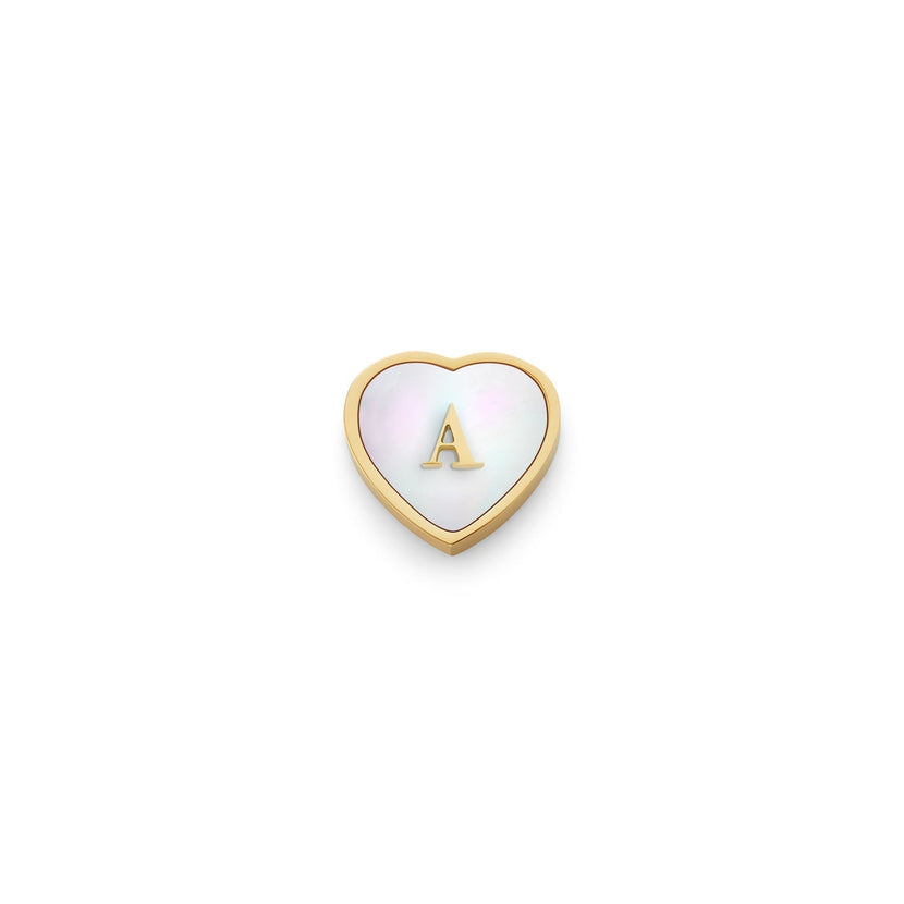 Pearl Heart Charms (Gold) - Initials