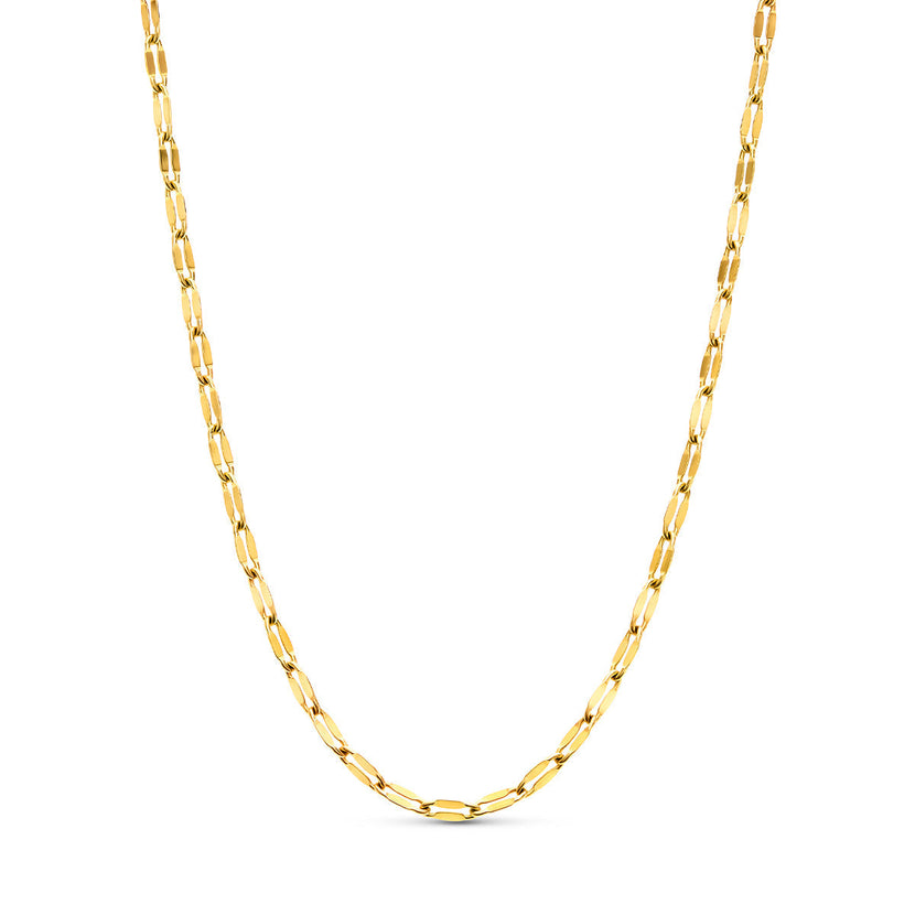 Paperclip Diamond Cut Chain Necklace (Gold)