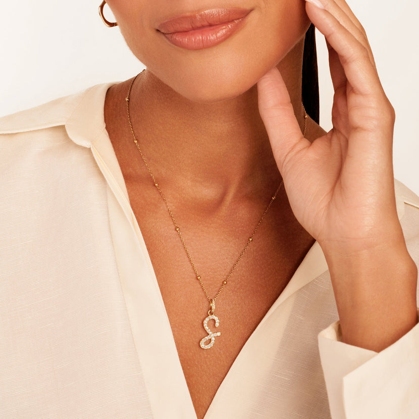 Pavé Initial Necklace (Gold)
