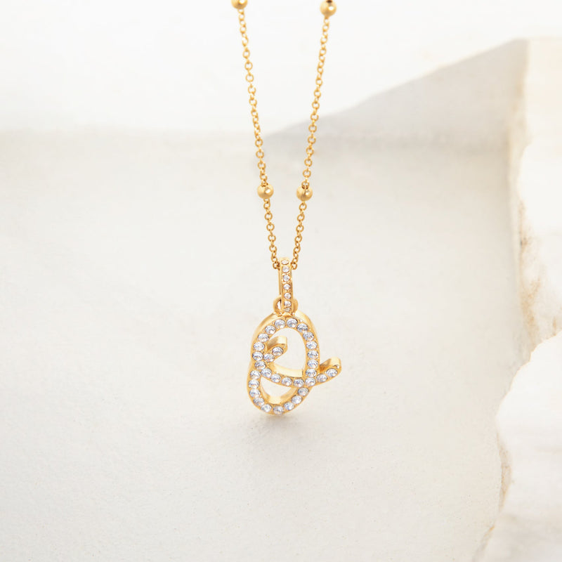 Pavé Initial Necklace (Gold)