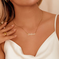 Crystal Signature Name Necklace (Gold)
