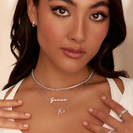 Crystal Signature Name Necklace (Silver)