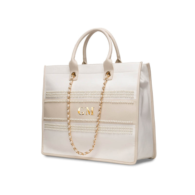 Initial Pearl Canvas Resort Bag