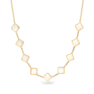 Pearl Multi Clover Necklace (Gold)
