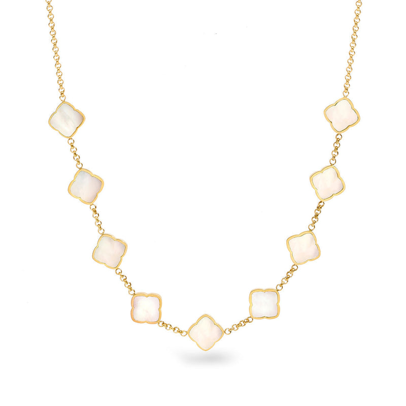 Pearl Multi Clover Necklace (Gold)