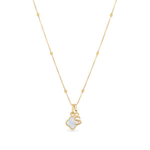 Pearl Clover & Initial Necklace (Gold)