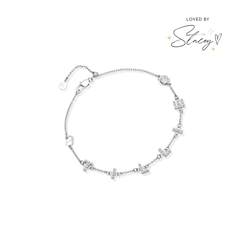 Pearl Custom Name Bracelet (Silver)