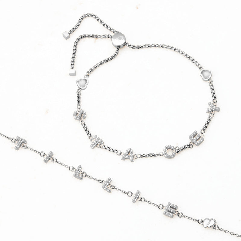Pearl Custom Name Bracelet (Silver)