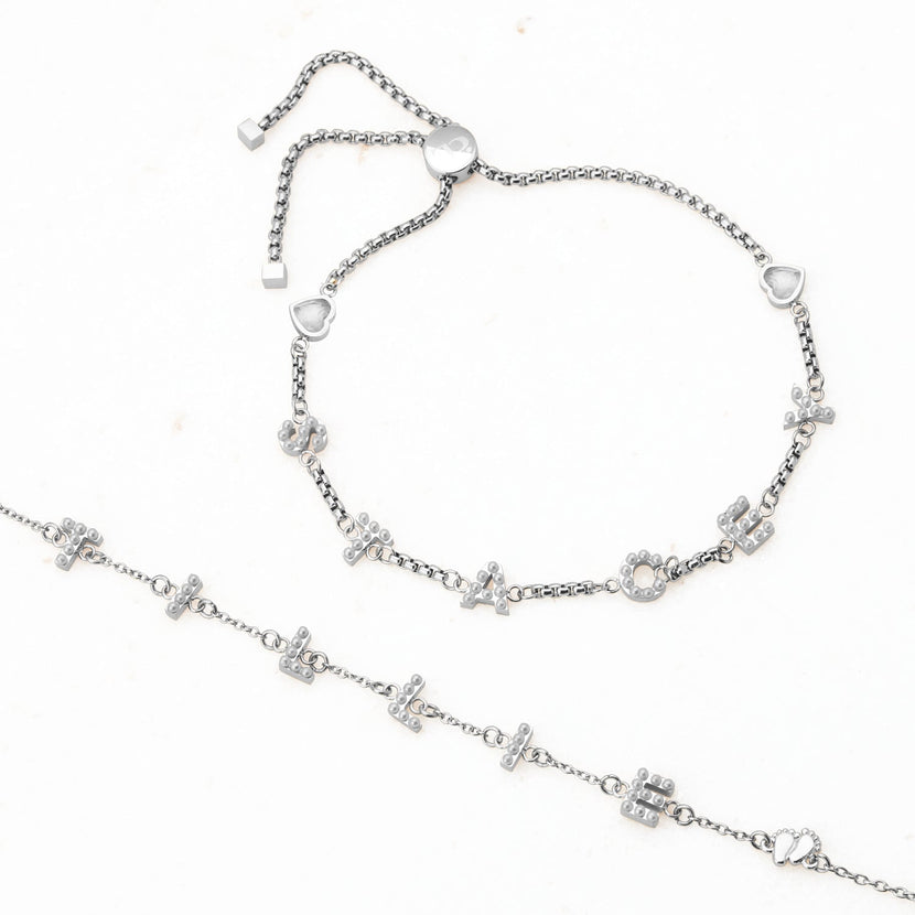 Pearl Custom Name Bracelet (Silver)
