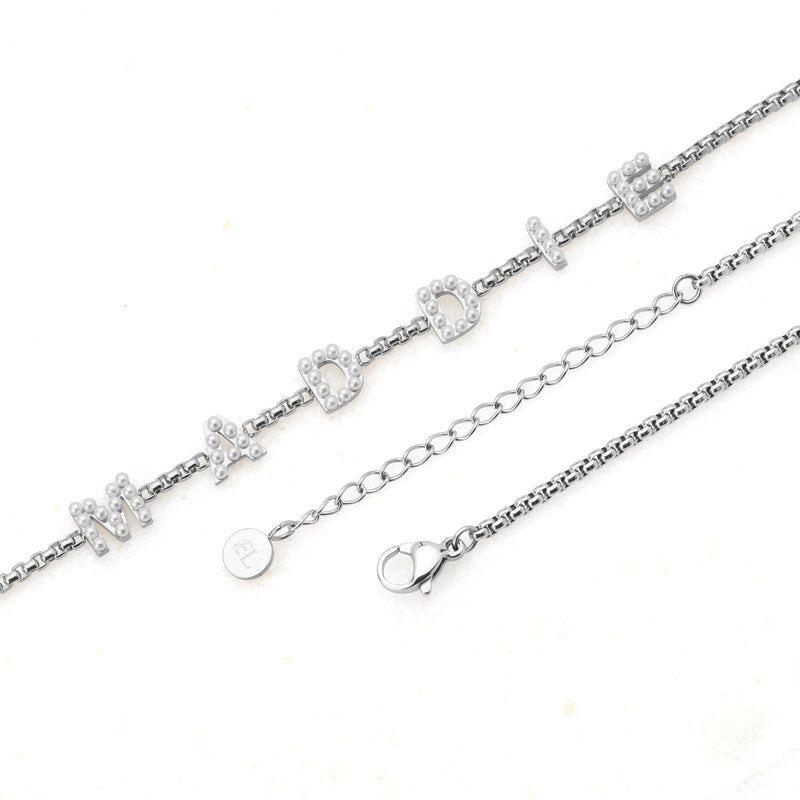 Pearl Custom Name Necklace (Silver)