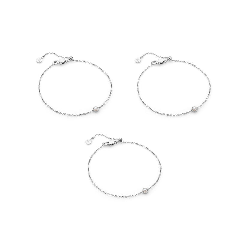 Mini Pearl Bracelet Bridesmaid Gift Set (Silver)