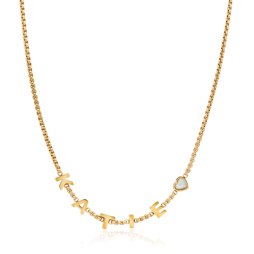 Box Chain Custom Name Necklace (Gold)
