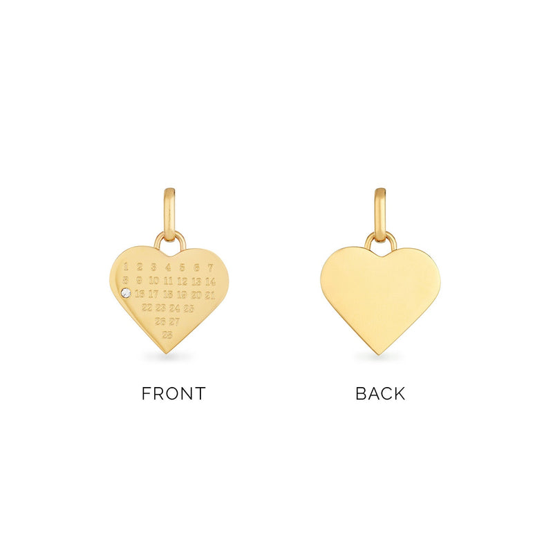 Custom Calendar & Fingerprint Heart Necklace (Gold)