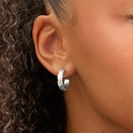 Quilted Hoop Earrings (Silver)