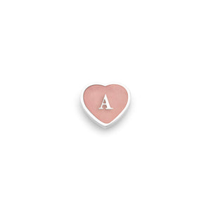 Rose Quartz Heart Charms (Silver) - Initials