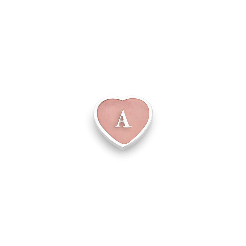 Rose Quartz Heart Charms (Silver) - Initials