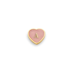 Rose Quartz Heart Charms (Gold) - Initials