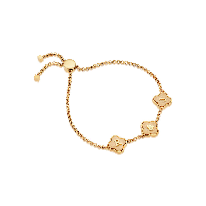 Molten Clover Custom Name Bracelet (Gold)