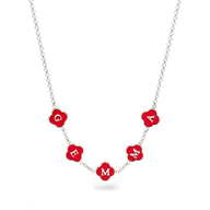 Red Custom Clover Name Necklace (Silver)