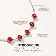 Red Custom Clover Name Necklace (Silver)
