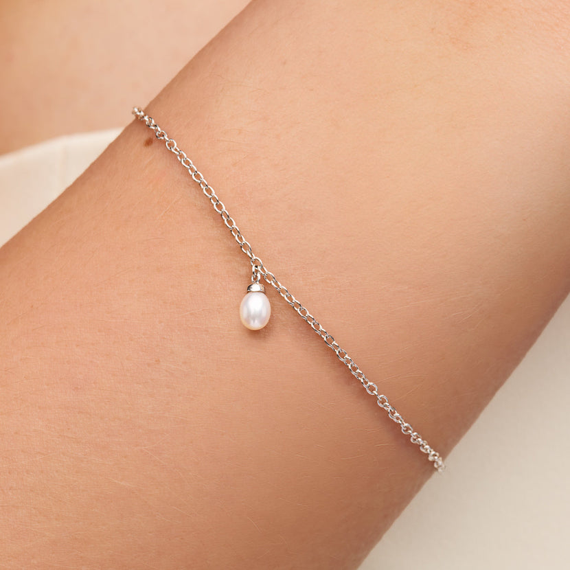 Fine Organic Pearl Bracelet Bridesmaid Gift Set (Silver)