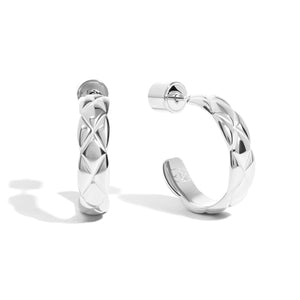 Quilted Hoop Earrings (Silver)