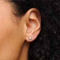 Fine Organic Pearl Stud Earring (Silver)