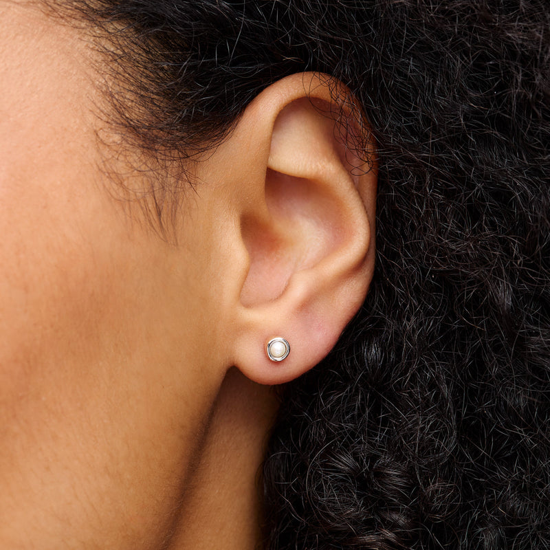 Fine Organic Pearl Earrings Set (Silver)