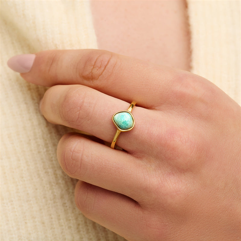 Organic Amazonite Ring (Gold)