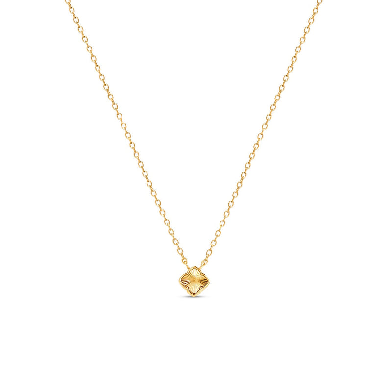 Fine Mini Fluted Clover Necklace (Gold)