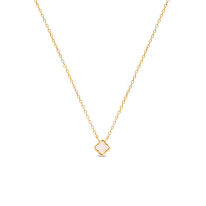 Fine Mini Pearl Clover Necklace (Gold)