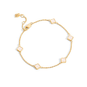 Fine Mini Pearl Multi Clover Bracelet (Gold)