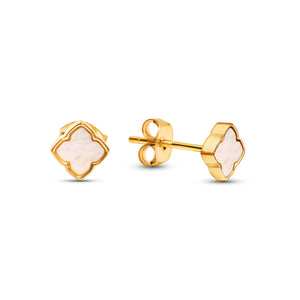 Fine Mini Pearl Clover Studs (Gold)