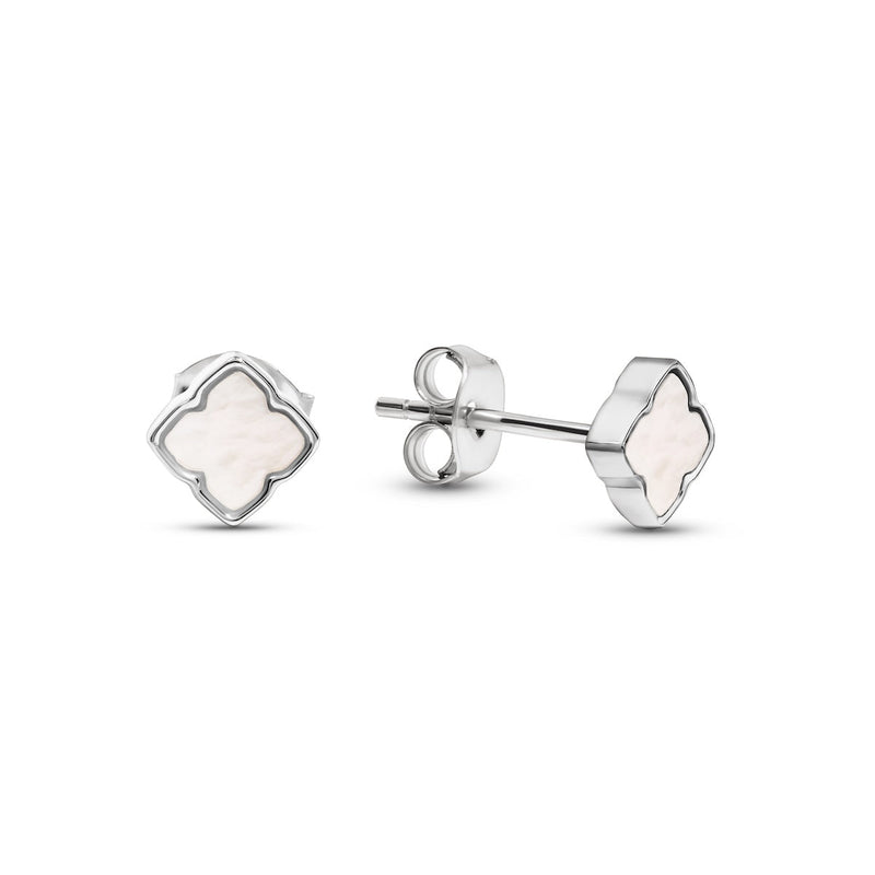Fine Mini Pearl Clover Studs (Silver)