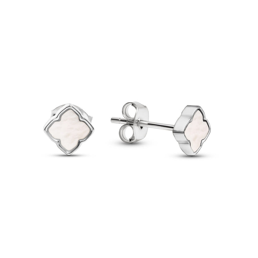 Fine Mini Pearl Clover Studs (Silver)
