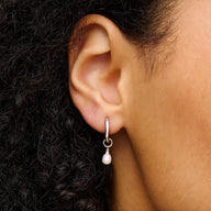 Fine Organic Pearl Huggie Earring (Silver)