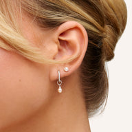 Fine Organic Pearl Huggie Earring (Silver)