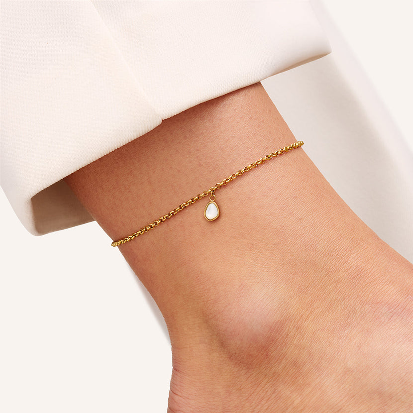 Organic Moonstone Anklet (Gold)