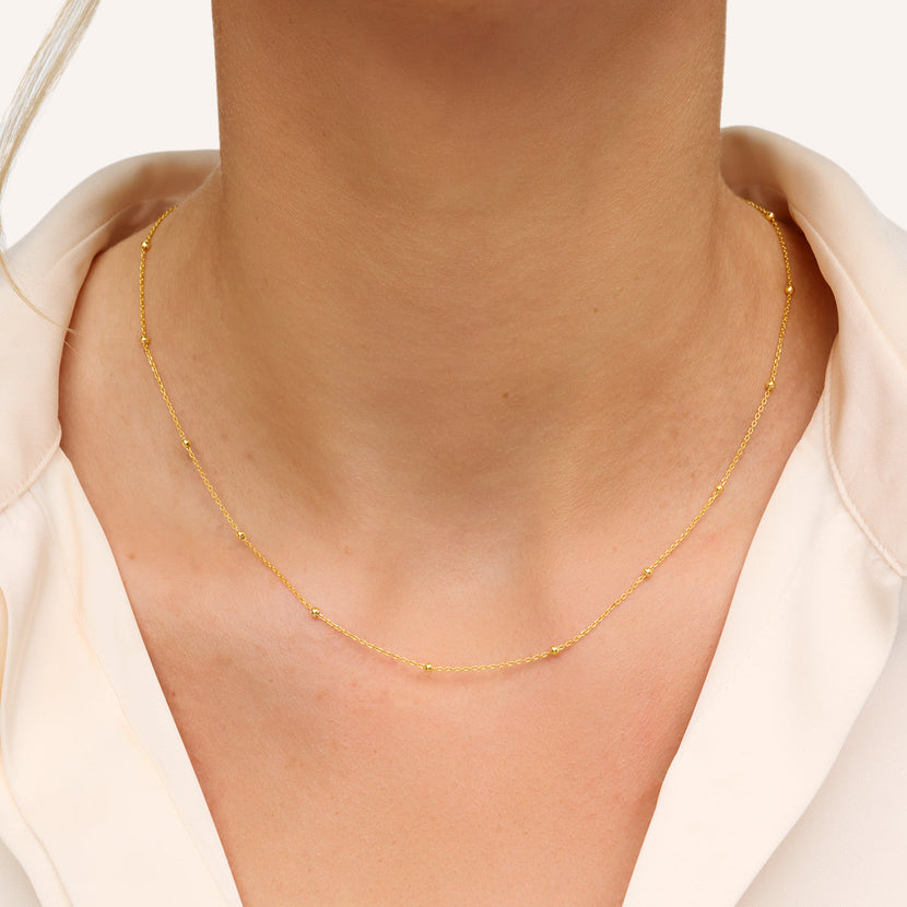 Fine Sphere Chain Necklace (Gold)