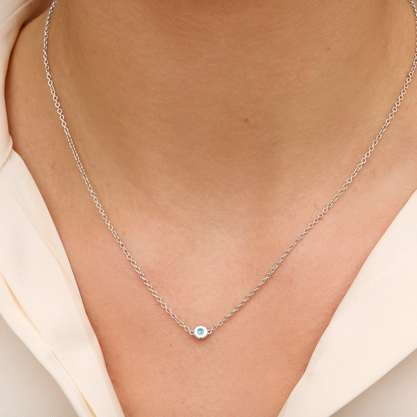 Fine Aquamarine Necklace (Silver)
