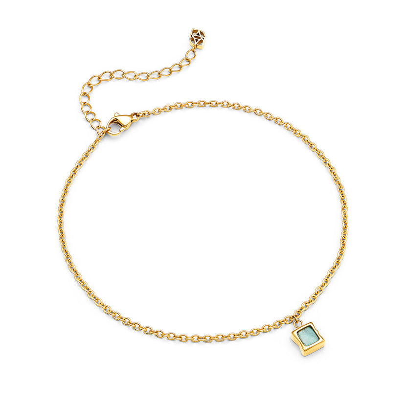 Amazonite Stone Anklet (Gold)