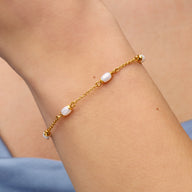 Multi Organic Pearl Bracelet (Gold)