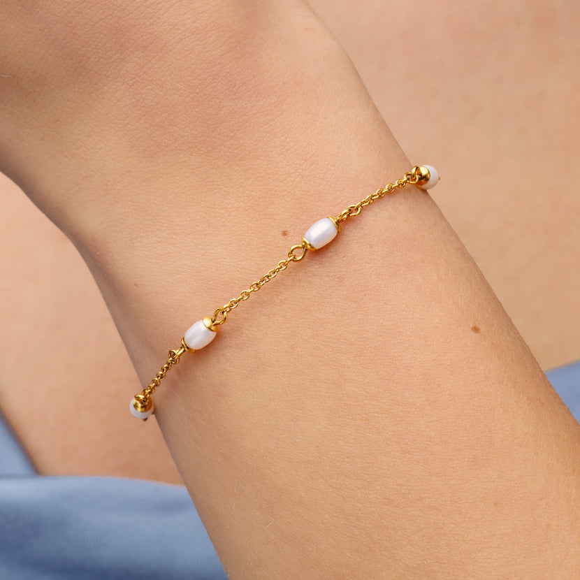 Multi Organic Pearl Bracelet (Gold)
