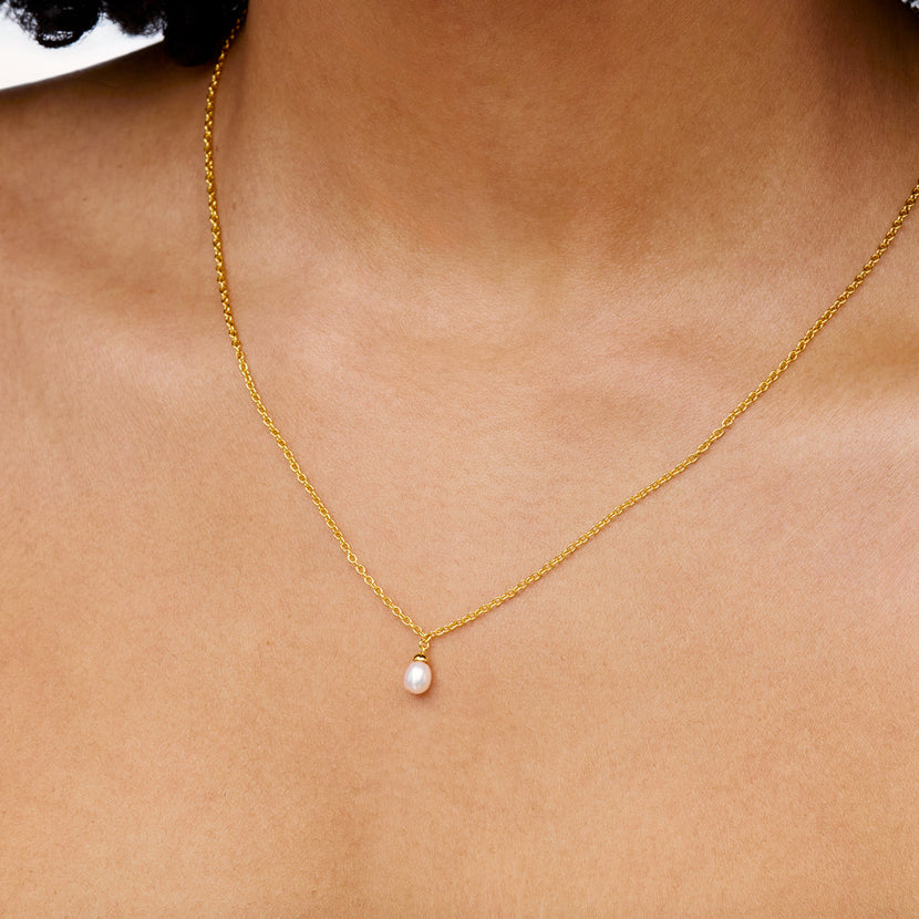 Fine Organic Pearl Necklace Bridesmaid Gift Set (Gold)