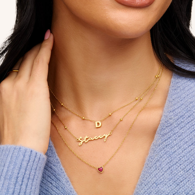 New Arrival Mum and Baby Gift Set- Mini Letter Sphere Chain Necklace (Gold)