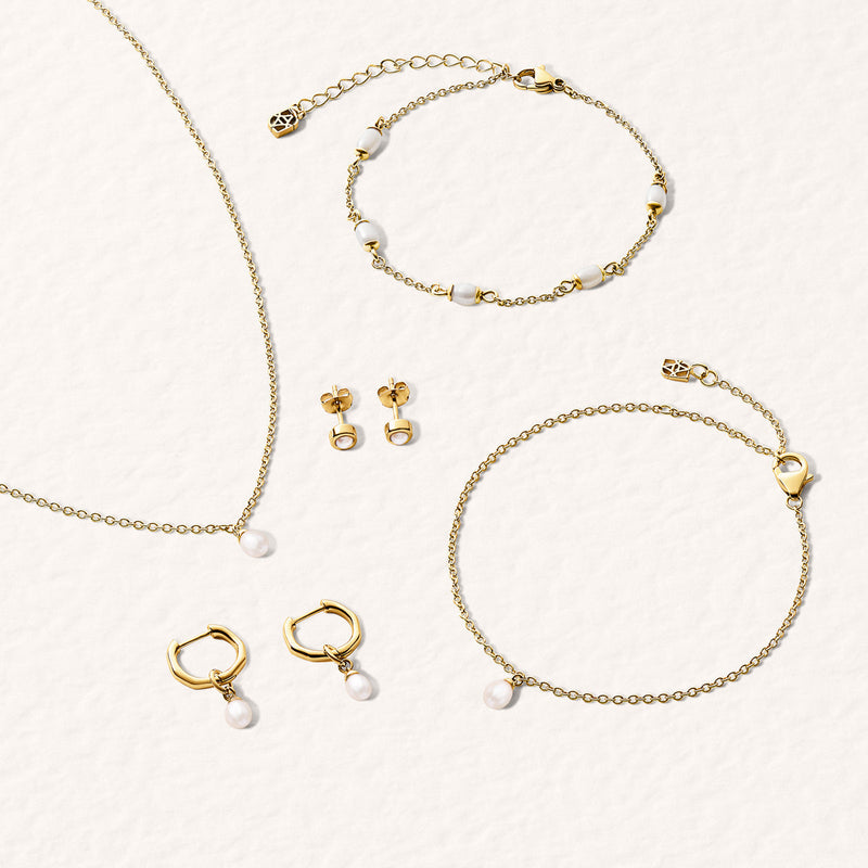 Fine Organic Pearl Earrings Set (Gold)