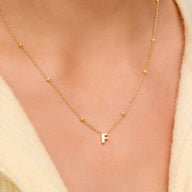 New Baby & Mum Gift Set - Mini Letter Sphere Chain Necklace (Gold)