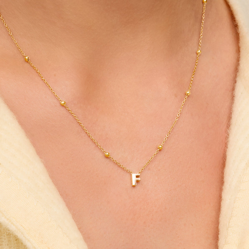 New Arrival Mum and Baby Gift Set- Mini Letter Sphere Chain Necklace (Gold)