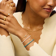 Blue Apatite Beaded Bracelet (Gold)