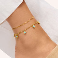 Amazonite Clover Anklet (Gold)